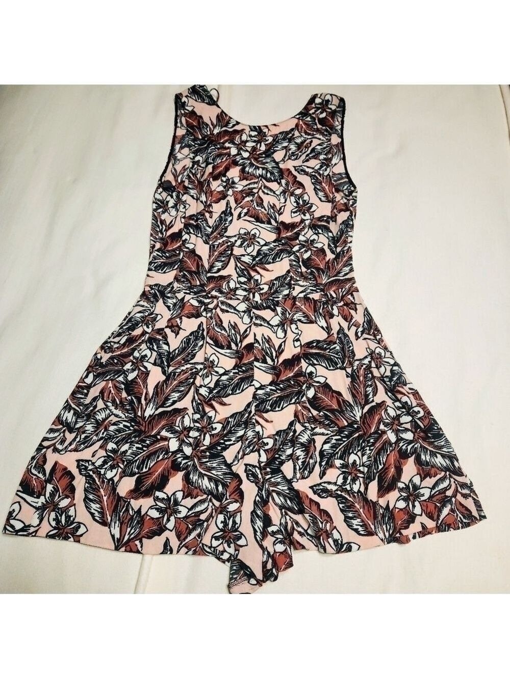 Zara Woman Peach Black Floral Print Romper X Small - Picture 9 of 12